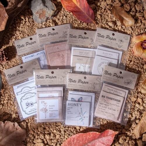 Dimi 30 PCS Natural Plants Flowers Theme Vintage Memo Pad Loose leaf Note Paper for Scrapbooking Journaling Deco School Supplies