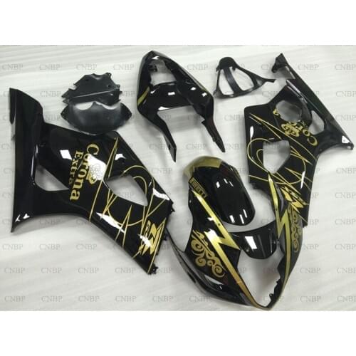 GSXR1000 2003 - 2004 K3 Plastic Fairings GSX R 1000 2004 Body Kits GSX R 1000 04 Black Gold Fairings