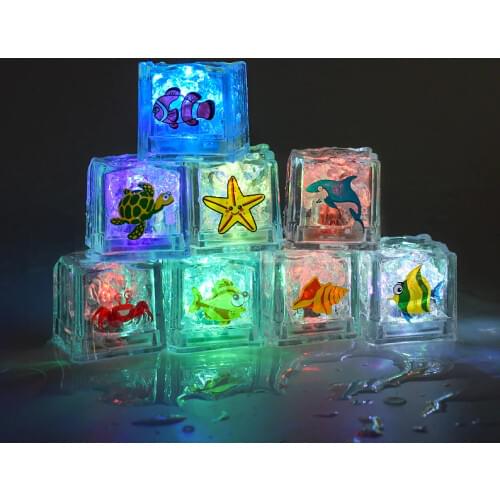 Bath Toys LED Water Sensor Luminous Cubes Cartoon Babys Magic Bath Ice Cube Bathing Luminous Water Game Kids Toys