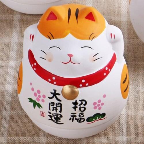 Ceramic cat ornaments white lucky cat tumbler Home Decoration Business Gifts Fortune Cat