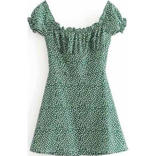 2021 Hot Multiple Size Realisation Par with Jean Green Floral Print Dress Multiple