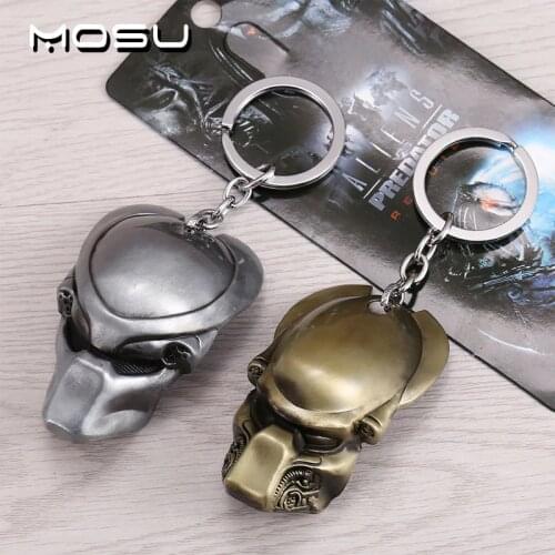 Hot movie Alien v Predator Keychain Alloy Predator Mask key chain Metal Key Rings For Women Men Chaveiro