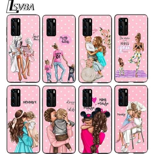 Hot Mom Love Baby for Huawei P50 P40 P30 P20 P10 Pro Lite E Plus 4G 5G P9 P8 Lite P Smart Z S Soft Black Phone Case