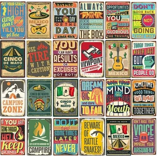 Metal Tin Signs Shabby Chic Home Bar Cafe Vintage Art Wall Decor Pub Club Tavern Retro Decorative Plates Metal Poster