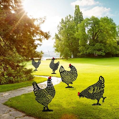 Metal Hen Garden Decoration Outdoor Backyard Lawn Stakes Yard Decorative Stakes Home Decorations Accessories Dropshipping