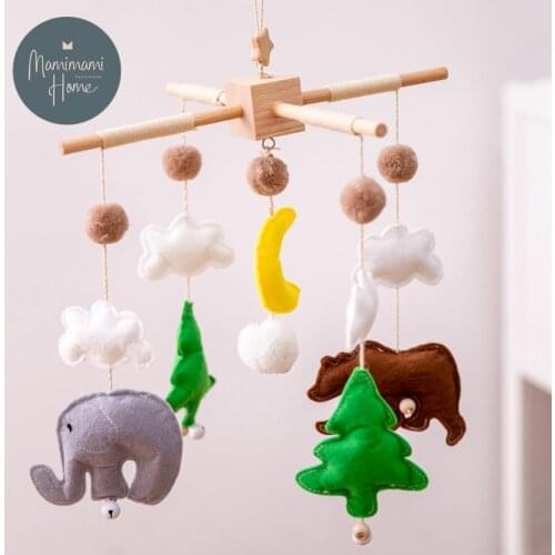 Mobile Rattles Toy For Baby Newborn 0-12 Months Safe Colth Bear Moon Shape Infant Rotating Bed Play Gym Crib Educational Toys