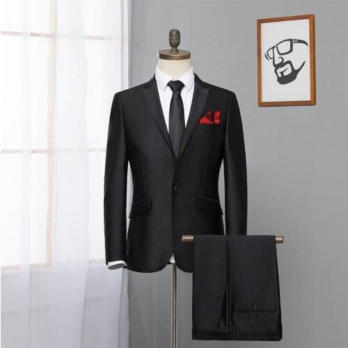 Men Suits Slim Fit Work Formal Suit Jacket Pants Business Party Male Blazers Wedding Casual Jackets Stage Show Costume