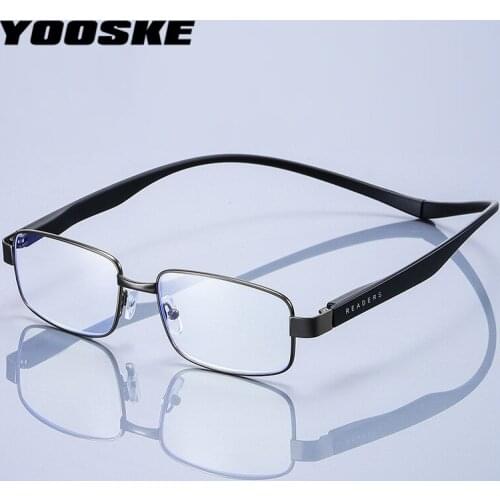 YOOSKE Business Anti Blue Light Reading Glasses Men Magnetic Hanging Neck Computer Eyeglasses With Magnet Male Glasses +1.0 1.5
