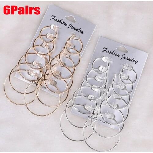 12Pairs Punk Hoop Earrings Set Big Circle Earrings Jewelry for Women Girls Steampunk Ear Clip Punk Style Earring Ear Ring