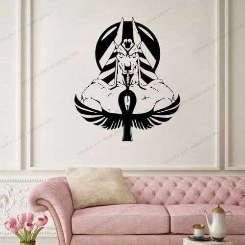 God Of The Dead Statues Anubis Wall Sticker Vinyl Home Decor Room Interior Ancient Egypt Pharaohs Design Wall Decal Mural CX1026