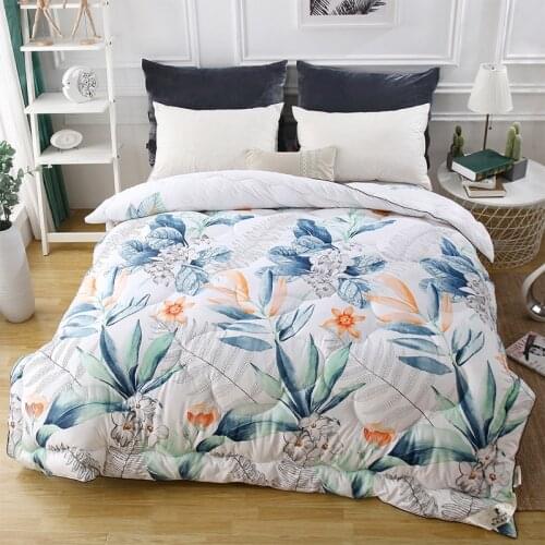 Kuup New Queen Size Thick Warm Winter Quilts Home Luxury Printed Feather silk cotton Four Seasons Bedding Comforter quilted