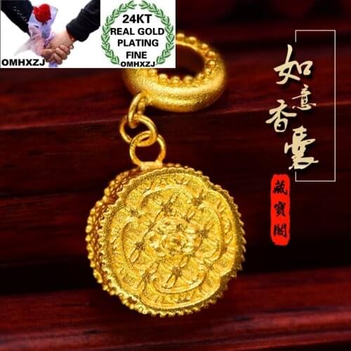 OMHXZJ Wholesale CA439 European Fashion Hot Fine Woman Girl Party Birthday Wedding Gift Vintage Sachet 24KT Gold Pendant Charm