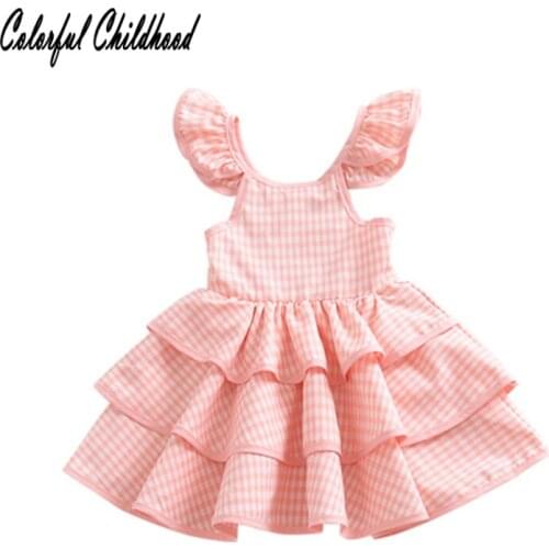 Girls Dress With Vintage pink white plaid design Party Wedding Special Occasion Princess kids dresses for girls clothes