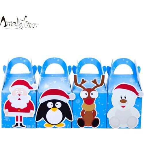 Christmas Theme Favor Box Candy Box Santa Claus Snowman Gift Box Cupcake Box Christmas Decoration Party Container Supplies