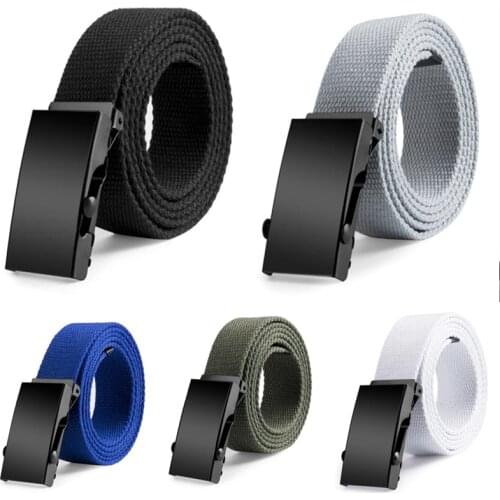 New Canvas Tactical Men Belt Plain Canvas Military Web Belt Solid Black Metal Roller Buckle Mens Womens Casual Waist Belts 3.8