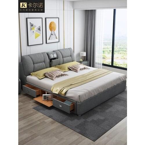 Cloth bed washable modern simple small family double bed 1.8m multifunctional cloth bed soft bed wedding bed master bedroom