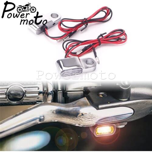Universal Turn Signal Indicators Blinker Flasher Light 1 Pair Mini LED Amber Handlebar Lamp for Harley Chopper Bobber Cafe Racer
