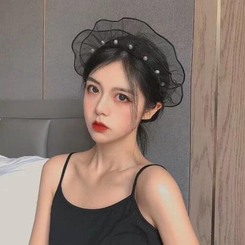 Spring and summer lace bowtie pearl simple headband head hoop girl tie small bowtie head fastenings hair bundle card