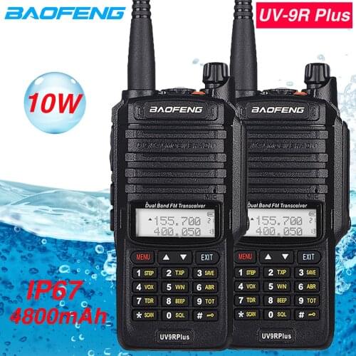 Waterproof 10W Baofeng uv-9r Plus Walkie Talkie Two Way Radio 10KM Dual Band Portable CB Ham Radio 4800 mAh UV9R Professional