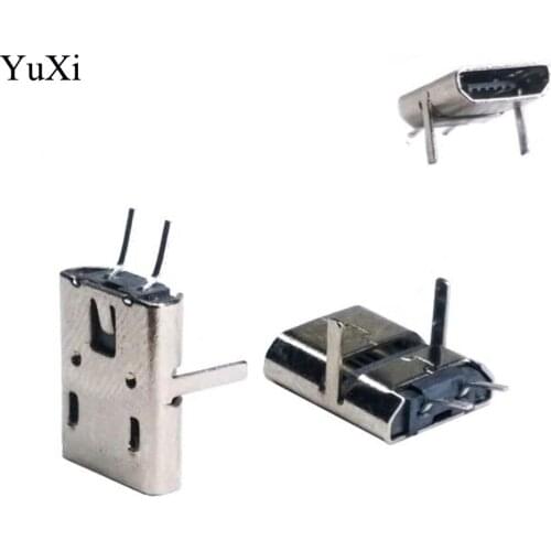 YuXi 20 pcs/lot USB 90 degree DIP 2 Pin USB Connectors Plastic Shell Micro USB Connector Jack Tail Plug Mini Sockect Terminals