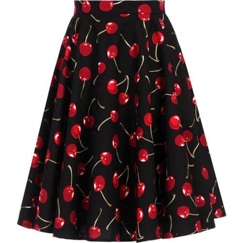Women skirt sweet cherry print vintage A line girls skirt