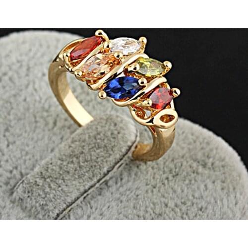 Gold Ring Upscale Brand Fine Jewelry Cubic Zirconia Gold Engagement Wedding Anniversary Ring for Women Mothers Gift A1465