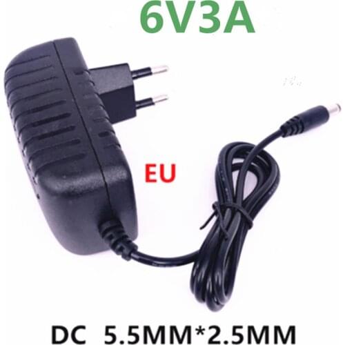 1PCS 6V3A DC 6V 3A Switch power supply,6V3000mA power adapter, EU plug 5.5mm x 2.1-2.5mm