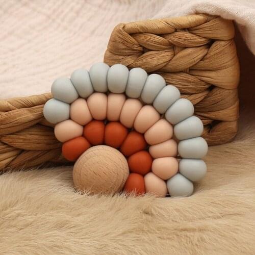 1PC Silicone Beads Teether Wooden Beads Bracelet Nursing Teething Toys BPA Free DIY Baby Teether