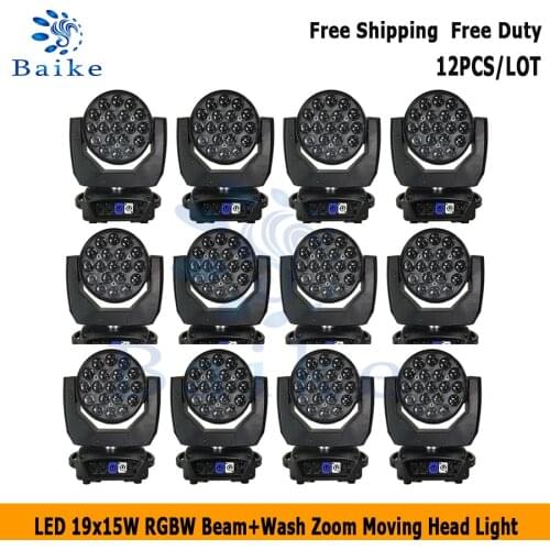 12pcs/lot Limited Time Offer 12pcs LED Beam+Wash 19x15W RGBW Zoom Lighting for Disco KTV Party Free Fast Shippi