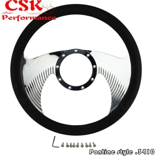 14" 9-Bolt Chrome Aluminum Half Wrap Steering Wheel 9 Hole For Chevy/G M 69-94