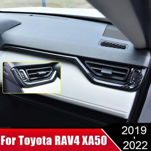 2pcs ABS Car Interior Central Control Decoration Strip Modification Trim Sticker For Toyota RAV4 XA50 2019 2020 2021 Accessories