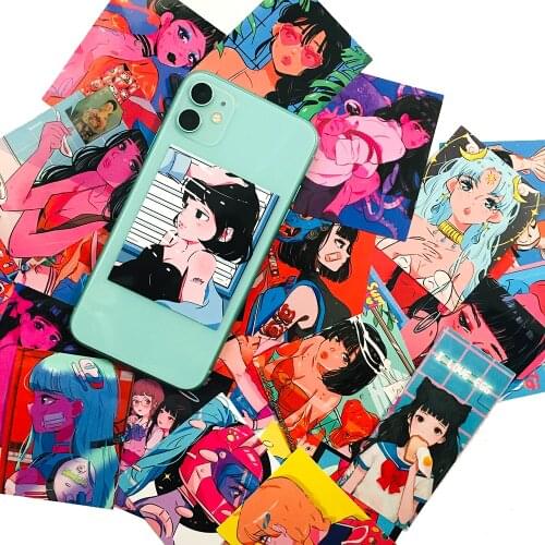 37pcs Anime Beauty Sticker Otaku Dream Girl Cartoon Waterproof Suitcase Bike Motorcycle Helmet Car Styling Accessories Stickers