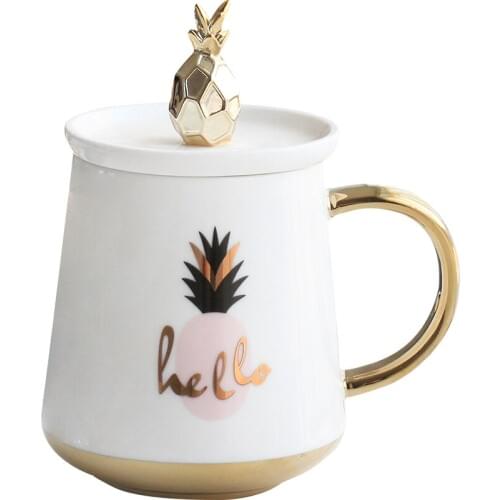 4 Colors Creative Coffee Mugs Ceramic Cups Milk Mug with pineapple Lid Tea Cup Thermos water Bottle Best Lovers Birthday Gifts