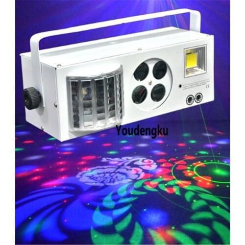 4 pieces Withe remote control RG laser strobe derby and gobo 4in1 effect ktv disco led stage lighting
