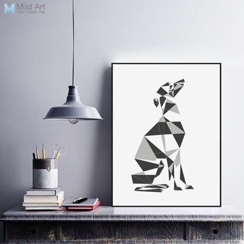 Abstract Geometric Greyhound Canvas Big Print Poster Wall Picture Paintings No Frame Vintage Black White Living Room Home Decor