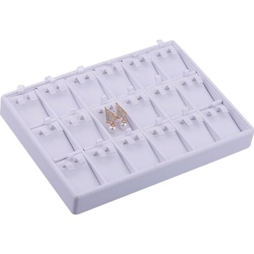 Free Shipping 1PCS White leather upscale boutique 18 stud earrings eardrop fashion jewelry jewelry display shelf display tray