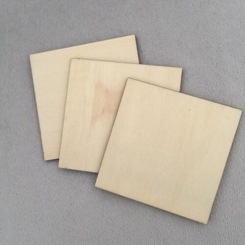 Free shipping 50 pcs unfinished blank wood square plaque die cut geometric wood plaque shapes