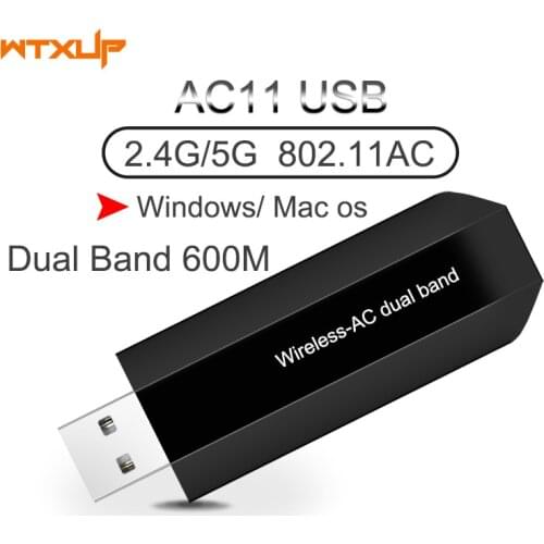 802.11AC Wireless USB Dongle AC11 Dual Band 600M 2.4G/5G USB WiFi Adapter For Windows / MAC OS Desktop/Laptop Pc Wifi Receiver