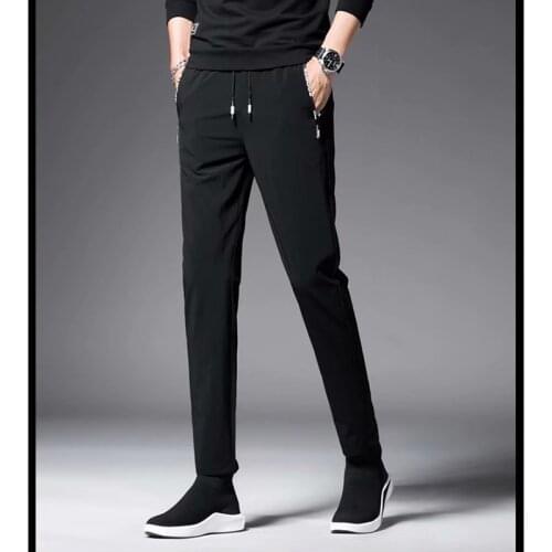 Summer Thin Mens Sports Pants Men Casual Pants Korean Elasticity Feet Quick Dry Pants Straight Brand Business Suit Trousers