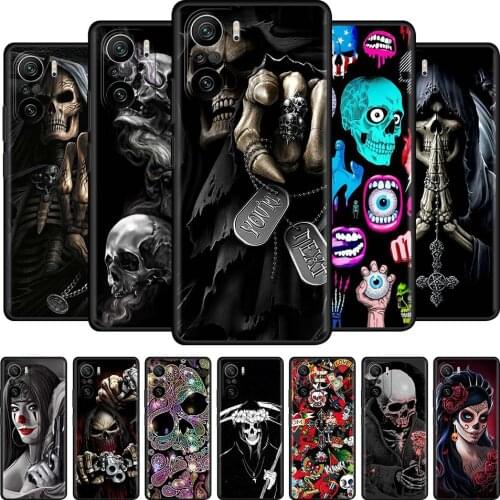 Capa For Xiaomi Redmi Note 9S 9 8 7 8T 10 9C 9A 7A K40 Pro Plus 8Pro Case Black Soft Phone Tampa Retro Skull Butterfly