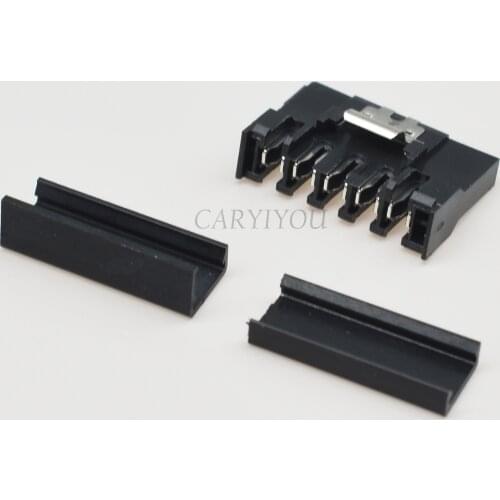 5 Sets Black SATA 15Pin Female Power Connector With Metal Lock 90 Degree & 180 Degree End Cap For Computer