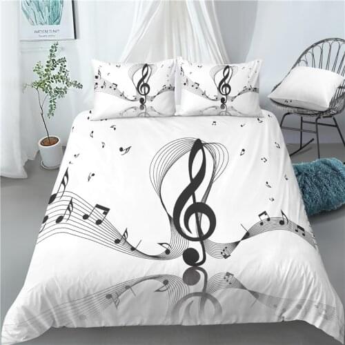 Home Living Luxury 3D Music Note Print 2/3Pcs Comfortable Duvet Cover PillowCase Bedding Sets Queen and King AU/EU/US Size