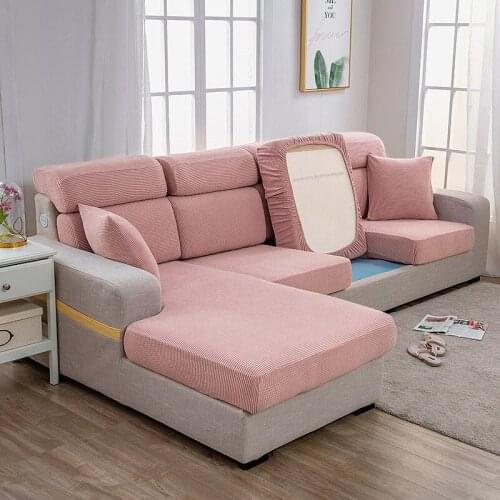 Stretch Sofa Seat Cushion Cover Polar Fleece Solid Color Chair Slipcover Pet Dogs Mattress Elastic Furniture Protector