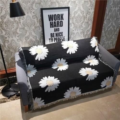 Daisy Flower European Knitted Line Blanket Throw Cotton Printed Sofa Blanket Dust Cover Bedding Air Conditioning Blanket