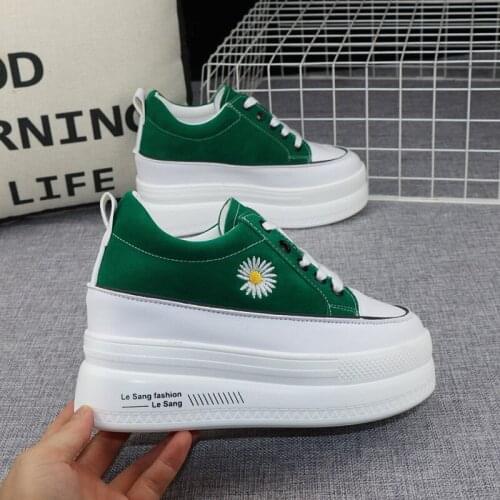 Canvas Shoes Womens 2021 Autumn New Thick-soled Platform Hidden Heel 10cm Platform Shoes Black Casual Shoes Womens Sneakers