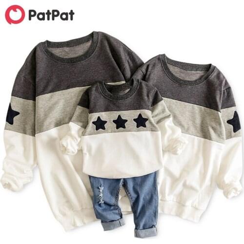 PatPat Classic Star Print Colorblock Family Matching Sweatshirts(Without Pants)
