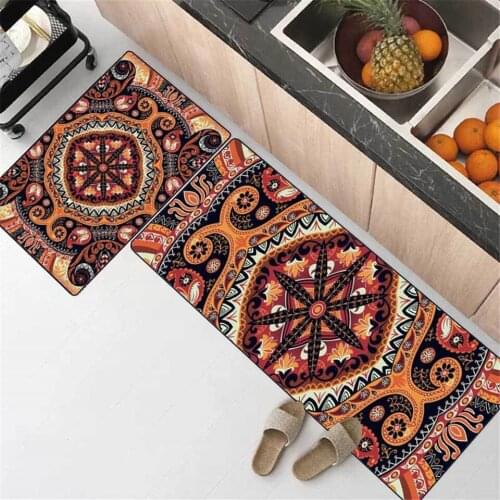 Bohemia Ethnic Style Combination Kitchen Mat Floral Rug Striped Balcony Floor Mat Non-slip Kitchen Washable Doormat Custom