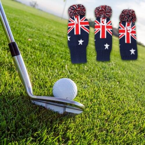 3pcs Golf Head Cover knitting UK Flag Pattern Club Headcovers Driver Fairway Woods Cover 135 Club Protector Guard Accessories