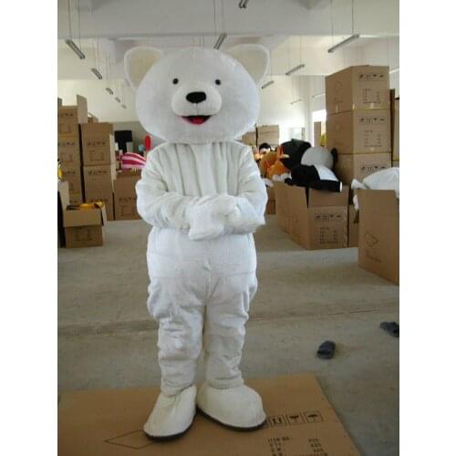 Halloween White Polar Bear Mascot Costume Cosplay Party Game Fancy Dress Clothing Carnival Adults Advertising Parade Character
