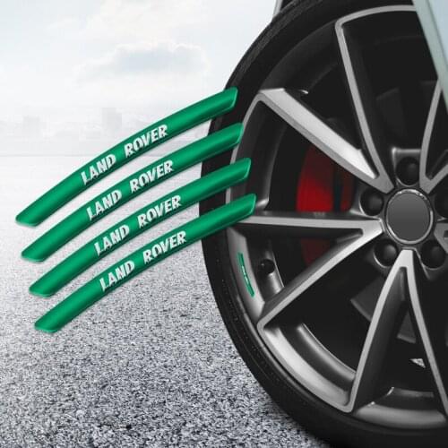 4Pcs Metal Car Wheel Hub Emblem Stickers Rims Curved Decal For Land Rover Range Rover Evoque Velar Defender Discovery Freelander